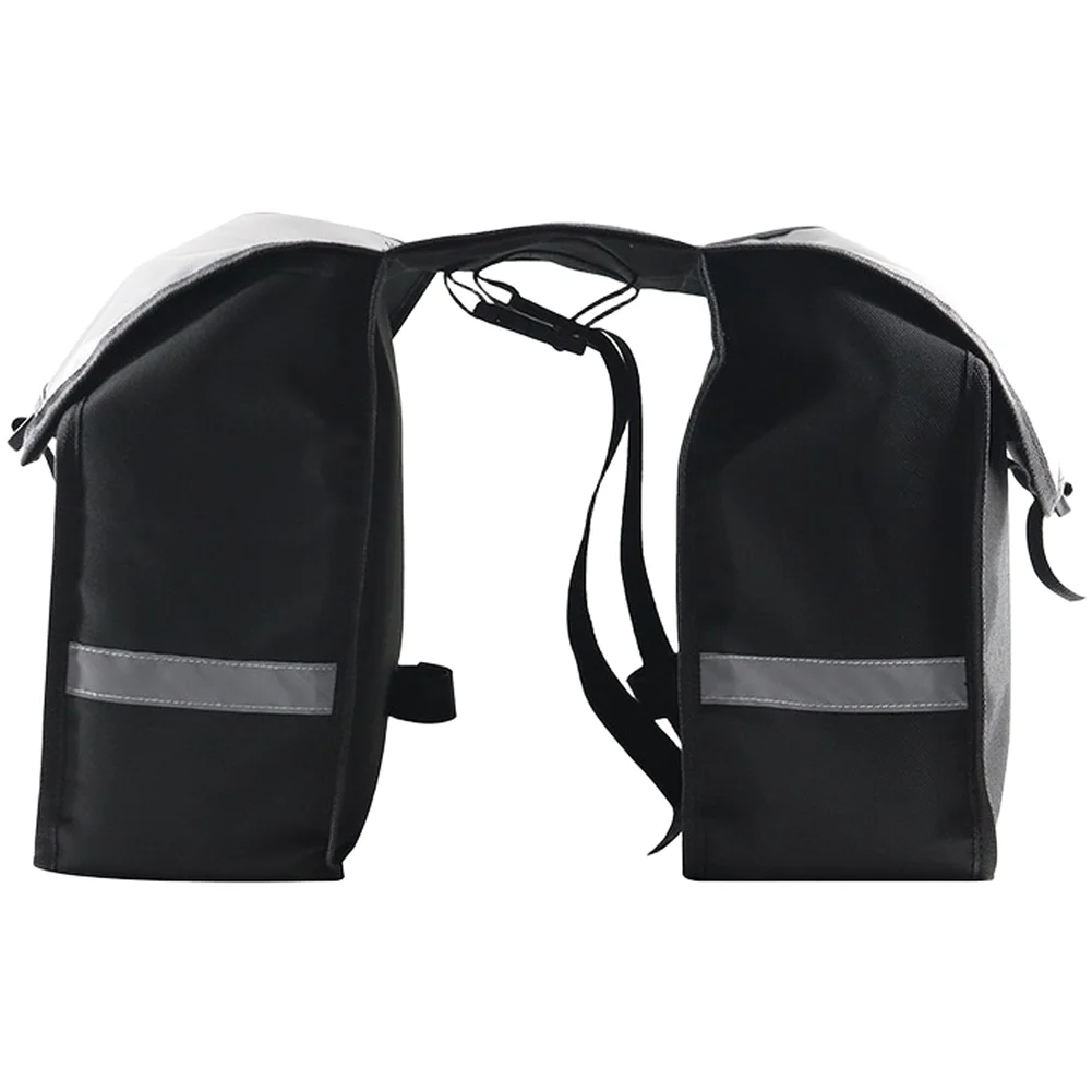 1Pc Black 600D Oxford Waterproof Bicycle Pannier Bag With Reflective Strips Rear Saddle Storage For Cycling Ride Accessories