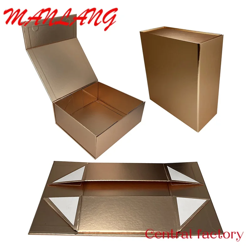 Custom  Hot selling luxury gift wrapping hamper box gold color screen printing OEM folding gift box for packaging