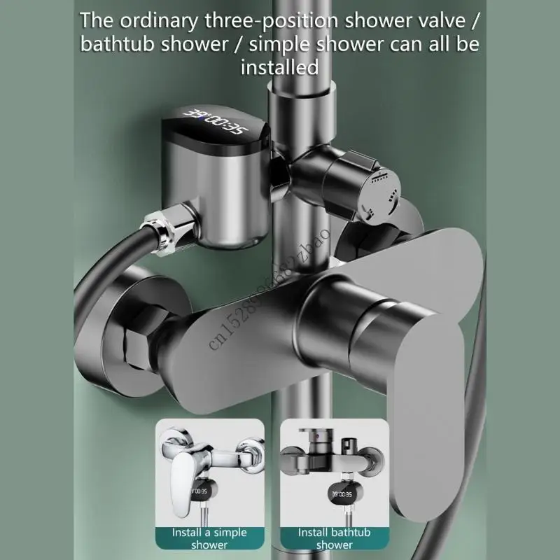 H7EA Universal DN15 Compatible LED Water Temperature Display Timer Easy installs for Most Home Shower Systems Safety Focused