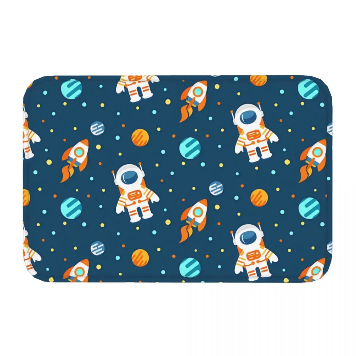 Seamless Cute Space Pattern With Astronauts Front Door Mat Anti-Slip Outdoor Absorbent Doormat Living Room Entrance Rug Carpet