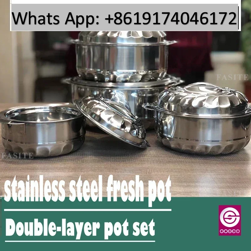 

For Double-deck Stainless Steel Silver Pots Sets Cuisine Lunchboxes Heat Preservation Insulation Box Kitchen Food Container