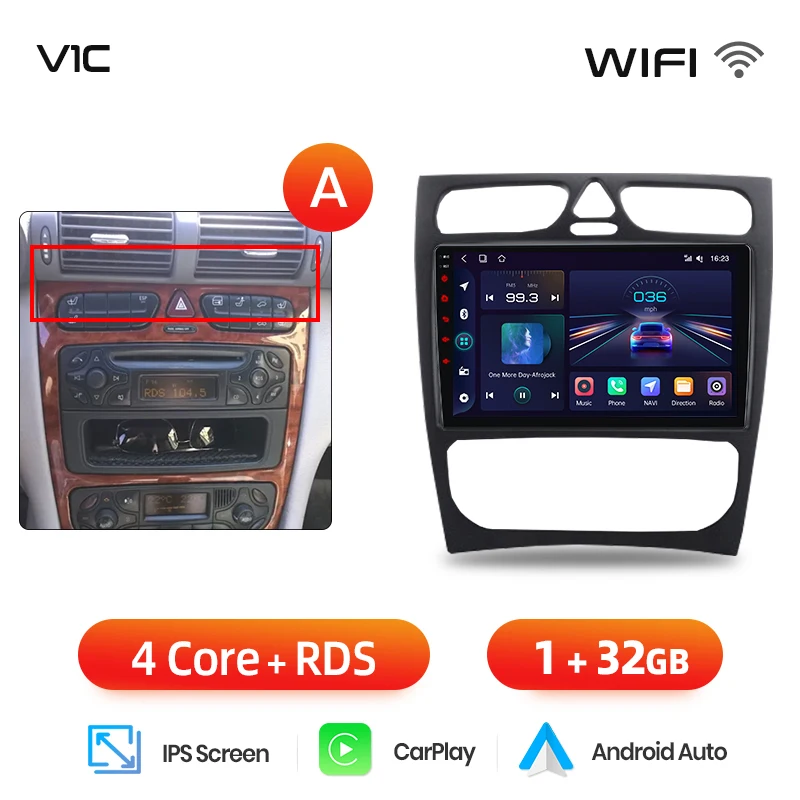 Junsun CarPlay Android Auto Autoradio voor Mercedes Benz C Klasse W203 C200 C320 C350 CLK W209 2000-2005 intelligente Multimedia 4G