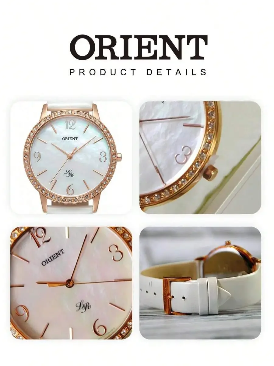 Elegant Womens Large Dial White Leather Band Fashion Watch With Crystal Bezel