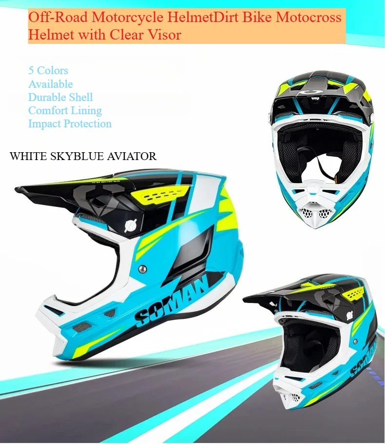 SOMAN Adult Off Road Motocross Helmet Personalized Dirt Bike Motorcycle Helmet With Quick‑Release Visor & Ventilation System