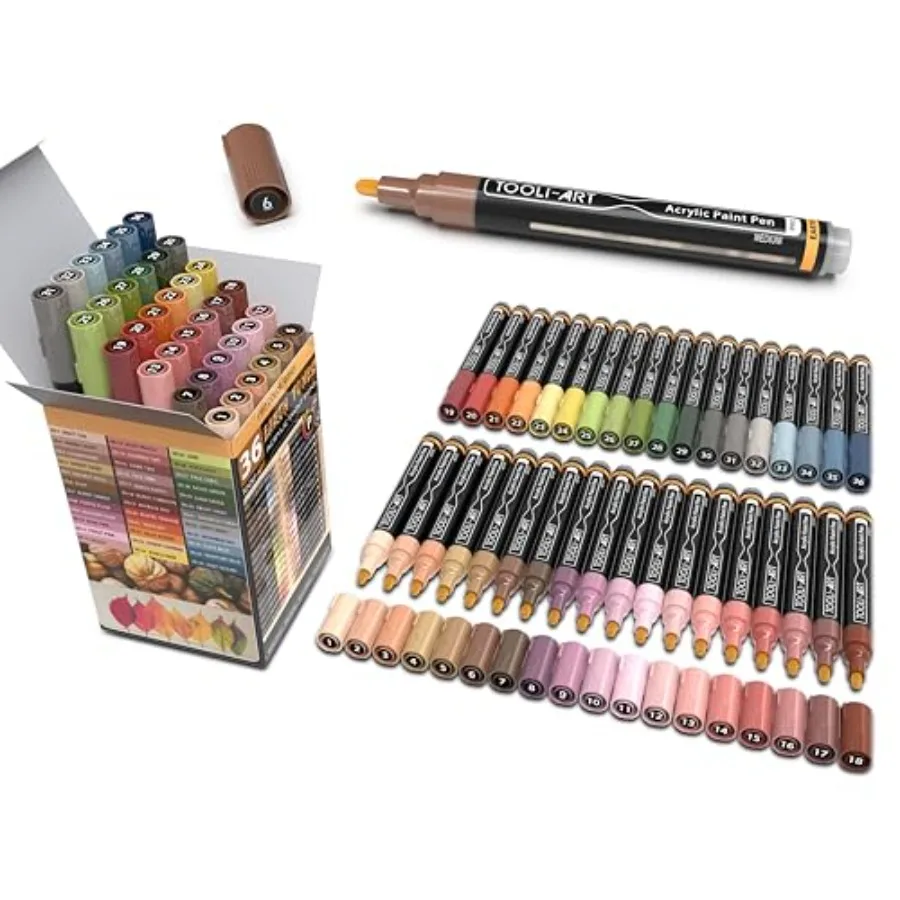 

Набор из 36 акриловых маркеров для рисования на коже и натуральных земляных тонах, для росписи камней, холста, кружек, стекла, пластика, дерева, металла, ткани, скрапбукинга