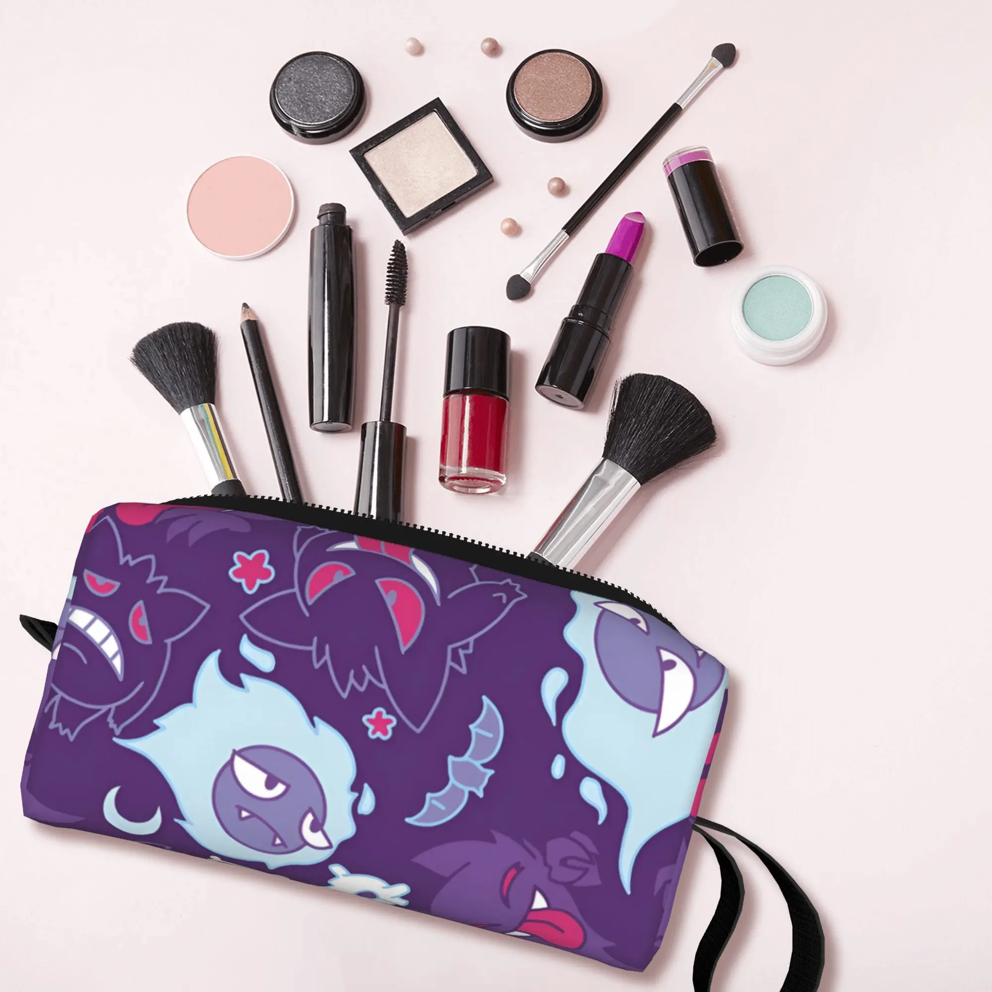 Bolsa de Aseo Personalizada con Diseño de Pokémon Gengar, Organizador de Maquillaje con Dibujos Animados Kawaii, Estuche de Belleza para Mujer, Neceser