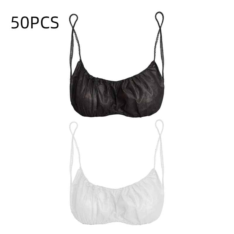 N7ME 50 Pcs Frauen Einweg Bhs Elastische Straps Spa Top Unterwäsche Nicht-woven Büstenhalter für Tanning