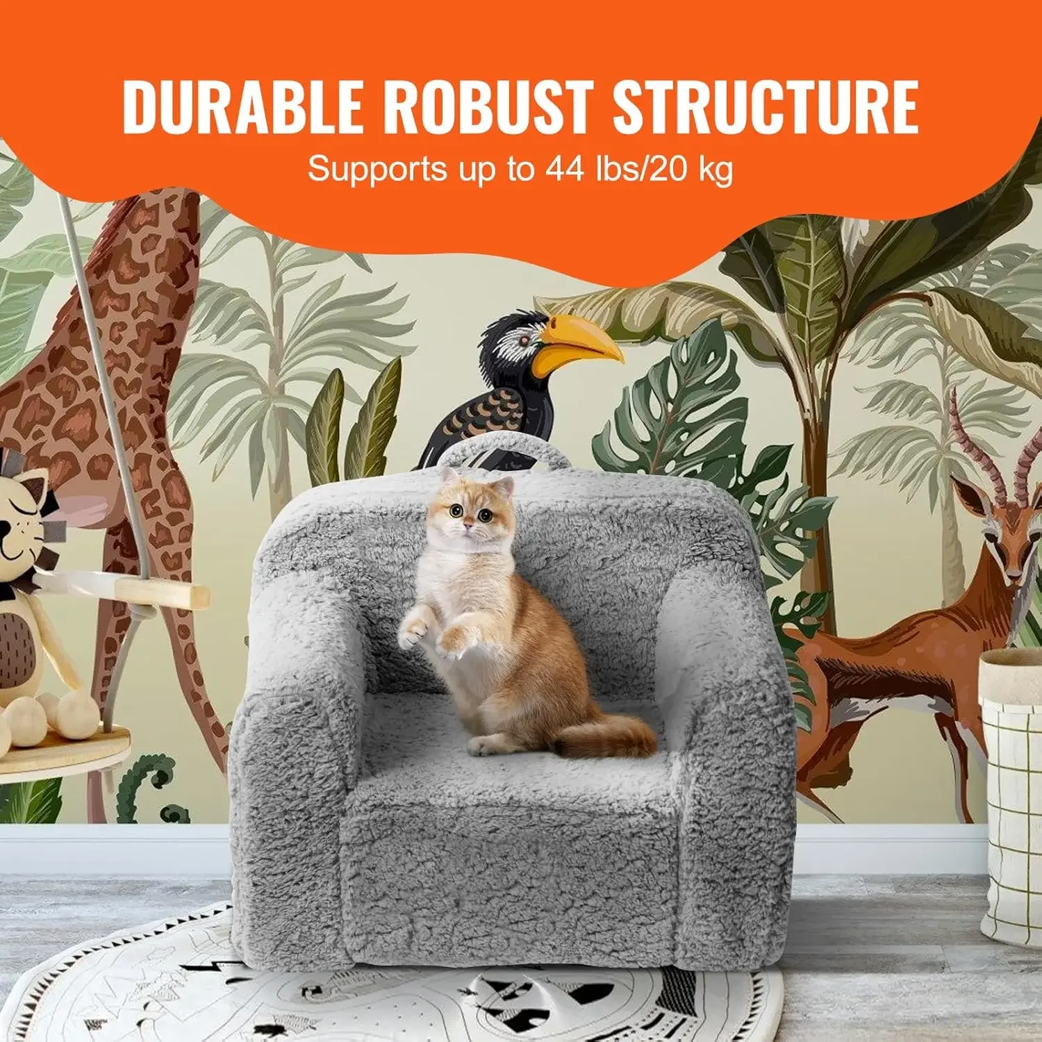 Poltrona infantil, sofá infantil com esponja 25D de alta densidade, cadeira infantil confortável e macia