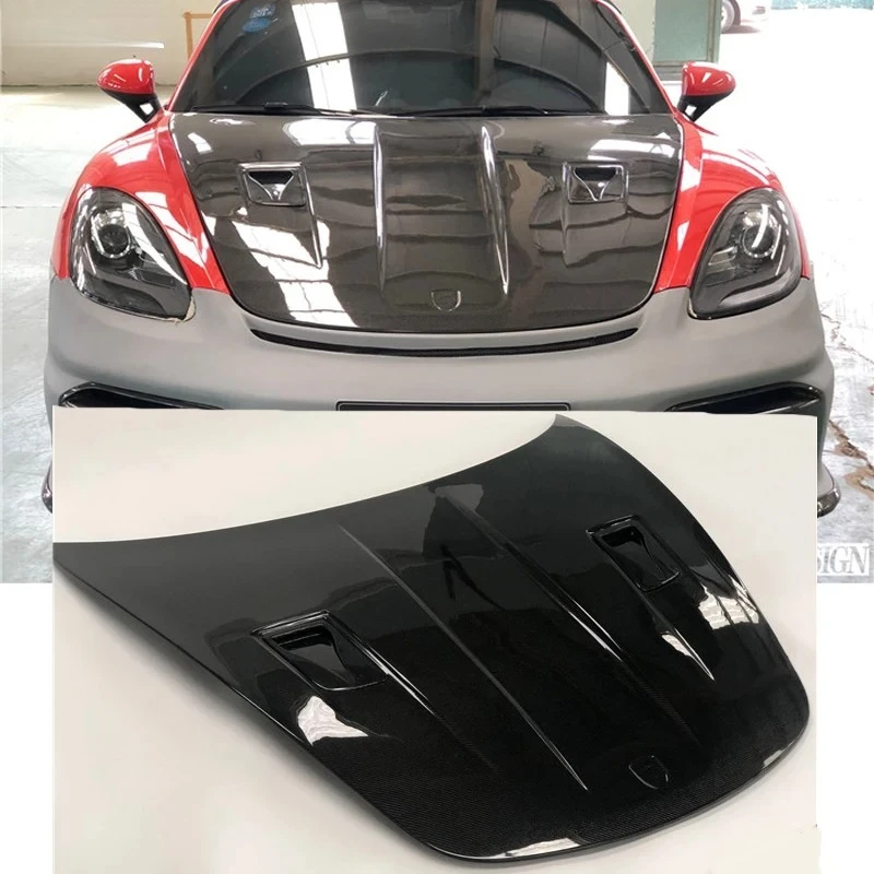 

For Porsche Boxster Cayman 718 GT4 GT4RS Dry Carbon Fiber Car Front Engine Hood Bonnet 911 991 991.1 991.2 Body Kits