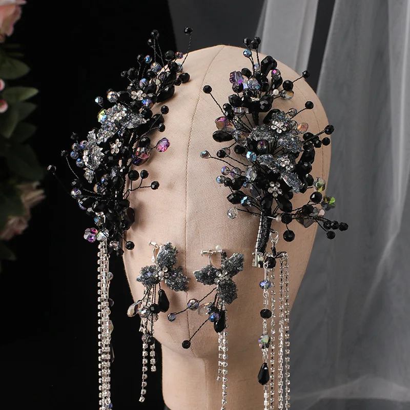 Braut Seite Clip Kopfschmuck Ohrringe Koreanischen Stil Schöne Seite Haar Zubehör Hochzeit Abendkleid Probe Abendessen Ornament