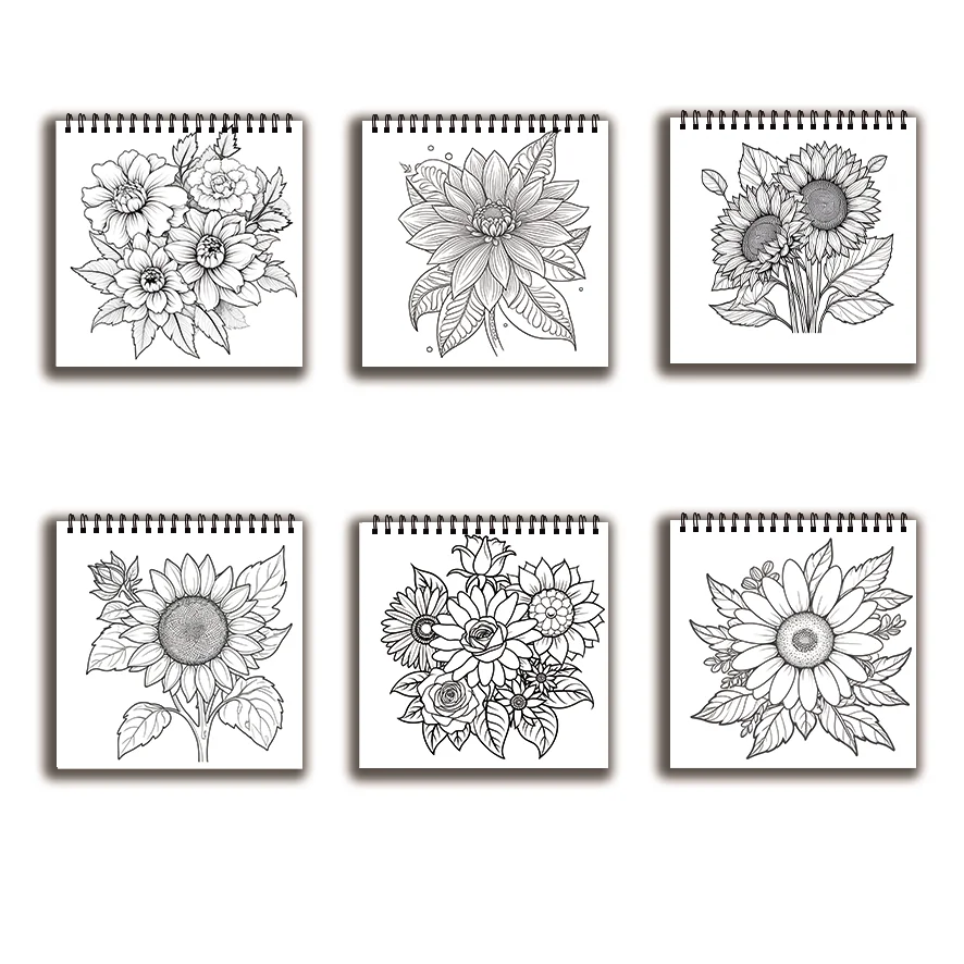 Coloring Book - 7.87 x 7.87 inches 32 pages of beautiful flower coloring book - ideal gift for family or friends