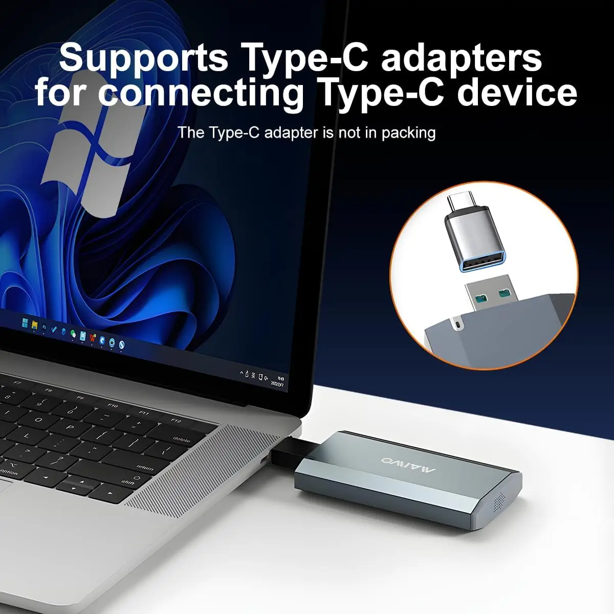 MAIWO mSATA SSD Enclosure 5Gbps Eksternal SSD Adapter USB 3.0 Up untuk 3050 mSATA SSD hingga 2TB Kapasitas Portable Aluminium Enclosure