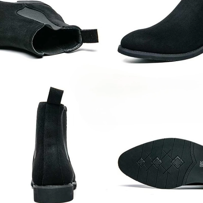 Męskie Chelsea Boots czarne stado biznesowe ręcznie robione męskie buty do kostki na butach dla mężczyzn — zdjęcie 7