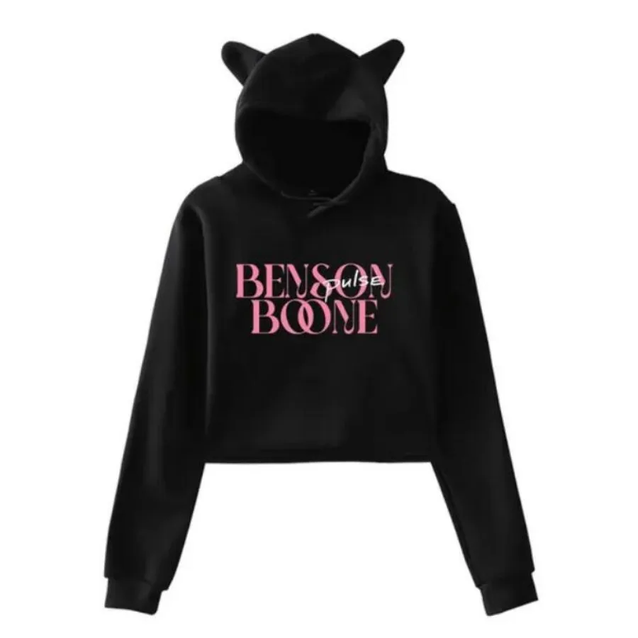 Benson Boone Merch Crop Top Hoodie Harajuku Cropped Sweatshirt Streetwear Hip Hop Long Sleeves Pullover Tops Sudaderas Mujer