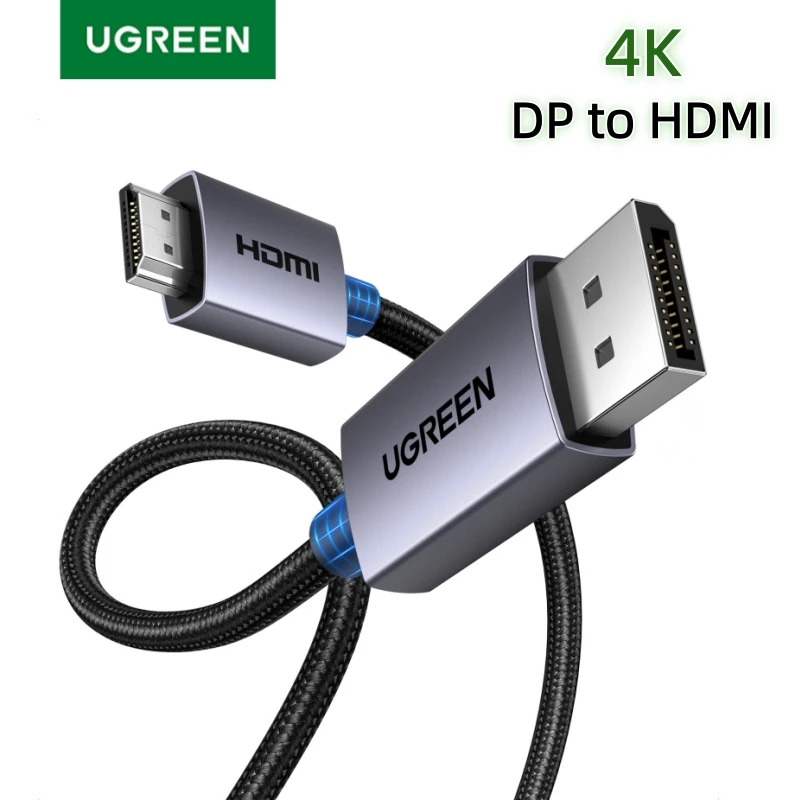 Cabo UGREEN 4K DisplayPort para HDMI 1080P@120Hz, DP 1.2 para HDMI 1.4, Cabo Unidirecional para Monitor, Desktop, HDTV, Laptop, AMD