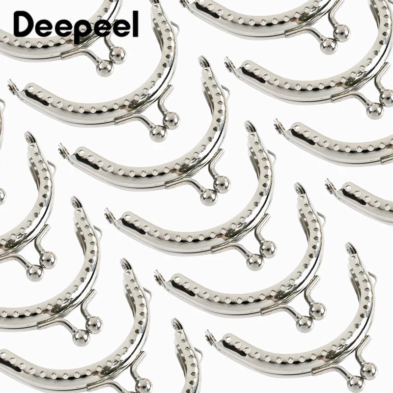 5Pcs Silver Metal Bag Handles 6.5-15.5cm Purse Frame Kiss Clasp for Handbag Handle DIY Wallet Sewing Brackets Bags Accessories