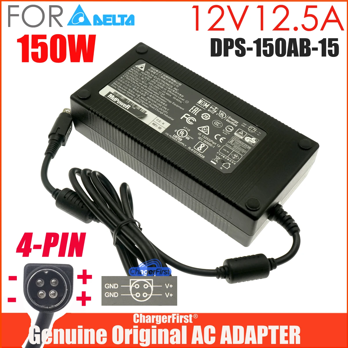 Genuine DELTA 12V 12.5A 150W DPS-150NB-1B AC Adapter Charger For QNAP TS-412 NAS TS-410 Hikvision Surveillance Power Supply