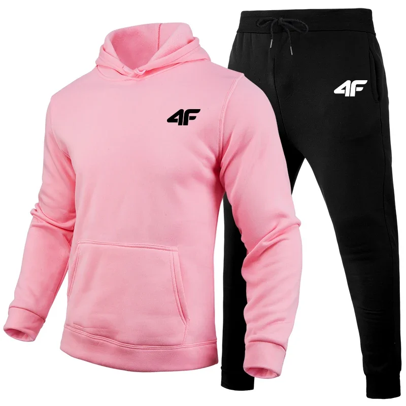 Autumn and winter men's sportswear sets, warm suits, a two-piece set of multi-functional hooded sweatshirts and hooded pants