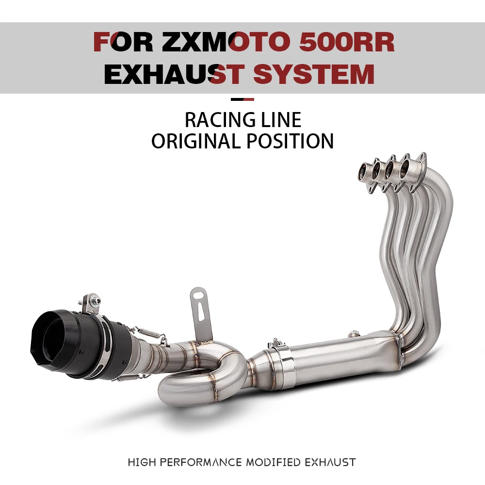 

Slip on Zhangxue 500RR ZXXMOTO 500R Front Connect Link Pipe Connection 60MM Escape Exhaust Full System Muffler