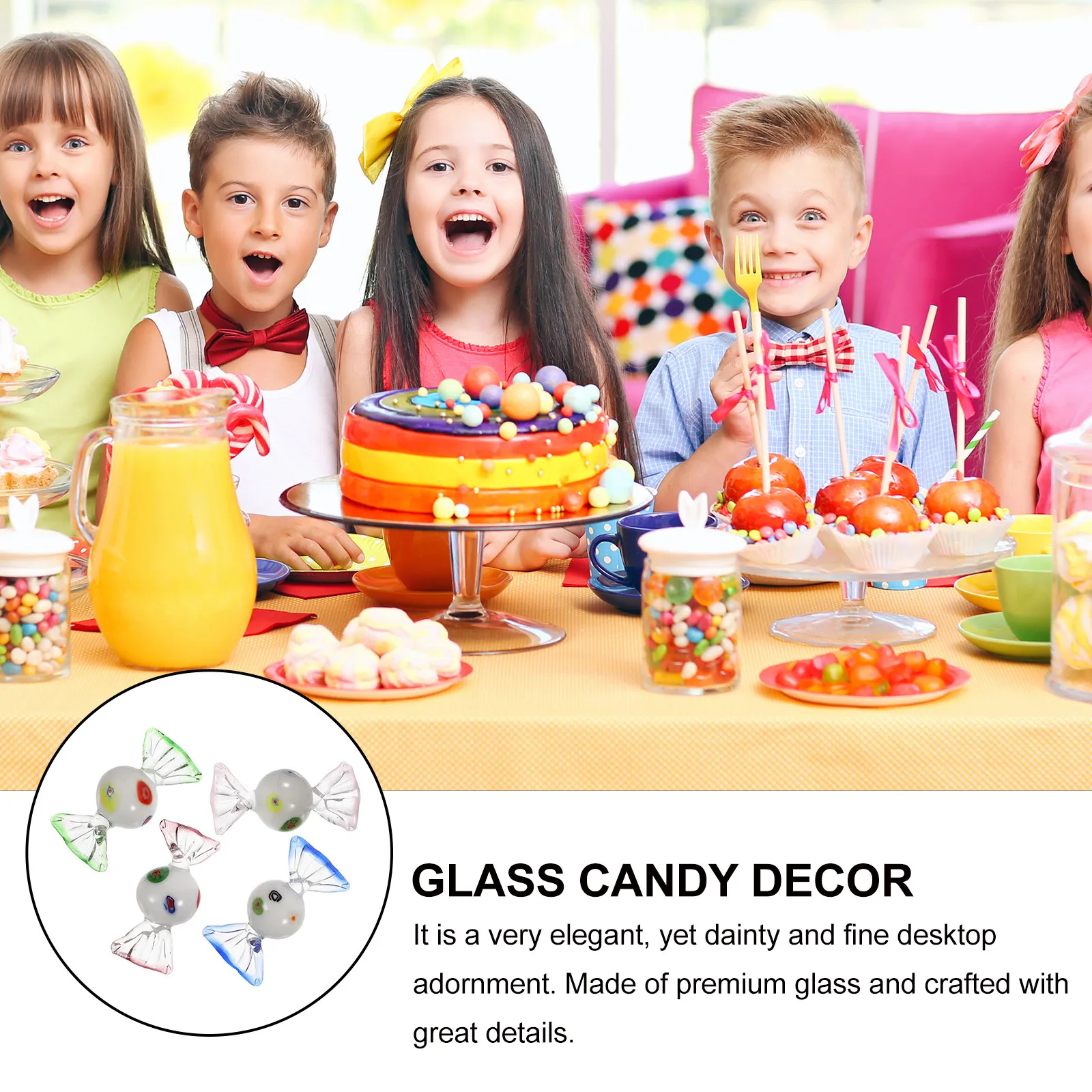 

Набор из 4 стеклянных украшений в форме конфет ручной работы, гладкие, полированные, с блестящей поверхностью, для декора внутри и снаружи помещений