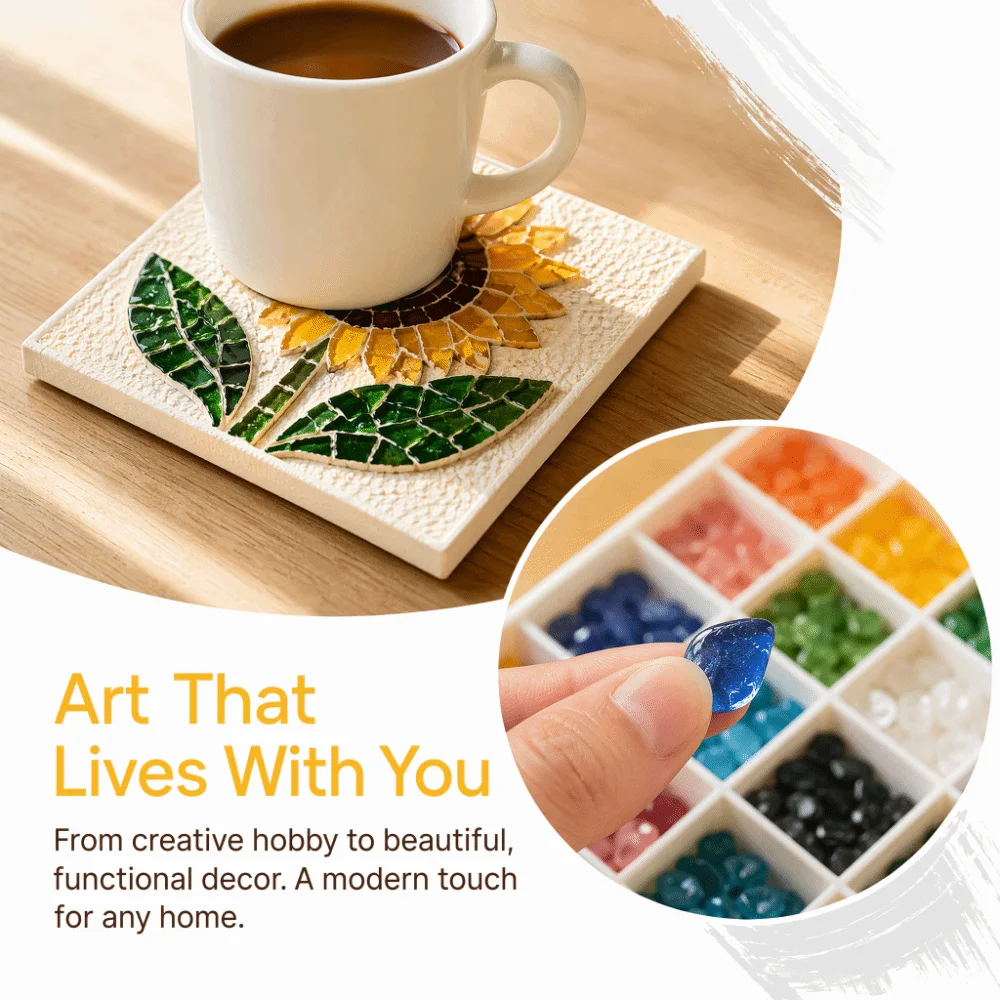 Glass Tiles Mosaic Kit DIY Beginner Friendly Glass Art Material Glass Mosaic Kit Mosaic Craft Supply DIY Glass Craft