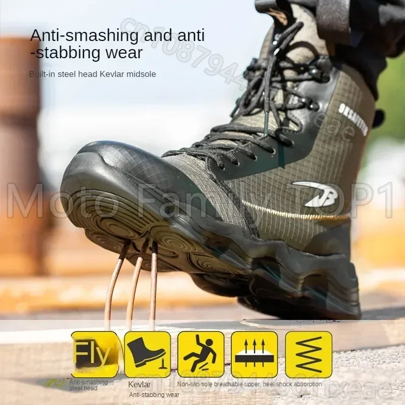 

Motorcycle Riding Boots High Tube Safety Boots Anti Impact Anti Puncture Waterproof and Anti Slip Outdoor Hiking Boots