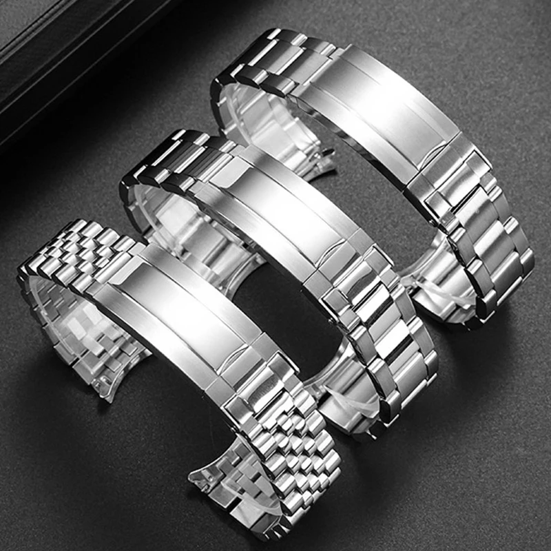 For Seiko Watchband No. 5 Diving Sxns80 Snxs79 Snxs79k Snxs77 Snxs73 Series Folding Buckle 19mm Curved End Stainless Steel Strap