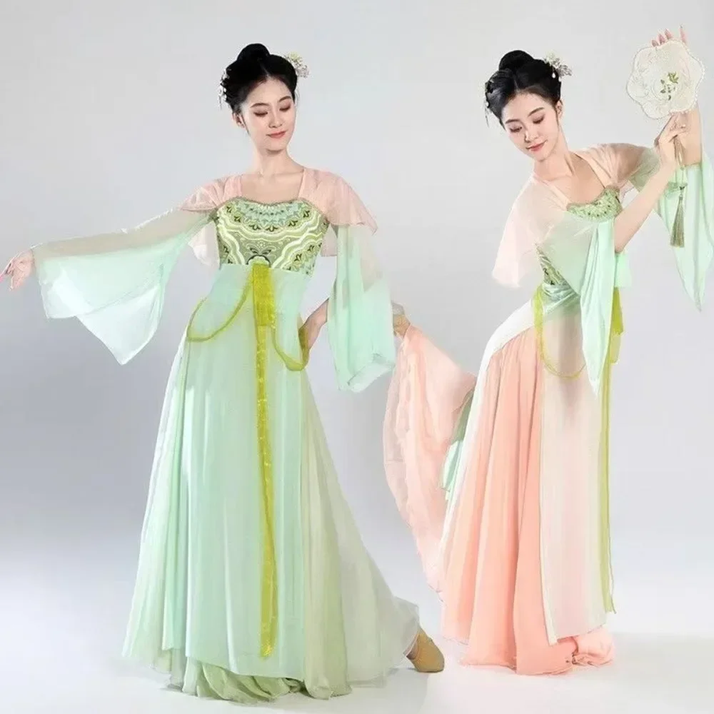 

Женские традиционные китайские танцевальные платья Hanfu, костюм, одежда для народных танцев, наряд