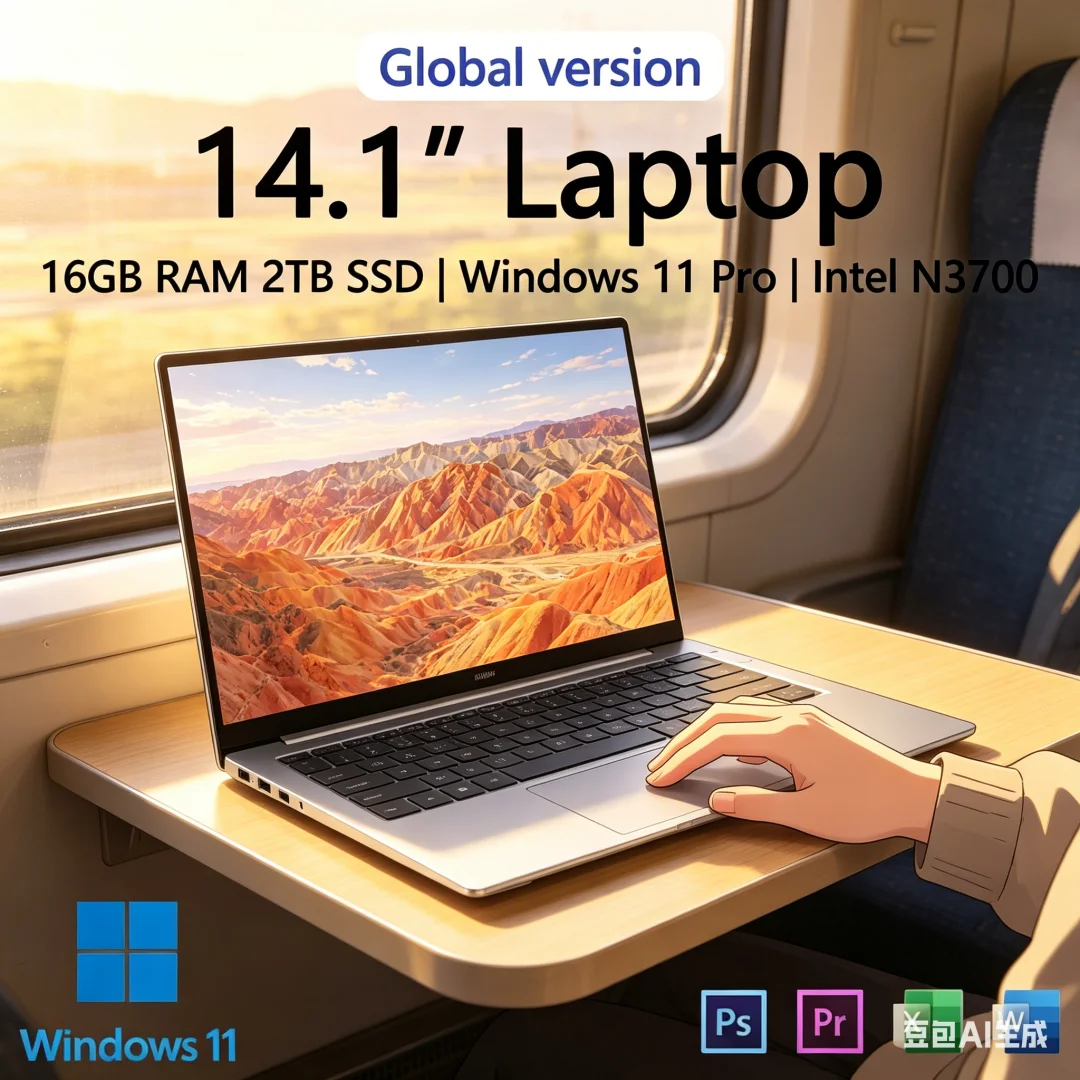 

Hot Sale Ultra Slim Laptop 14.1" 16GB RAM 2TB SSD Intel 4405U Gaming PC 1920*1080 Display Office Study Computer PC Windows 11