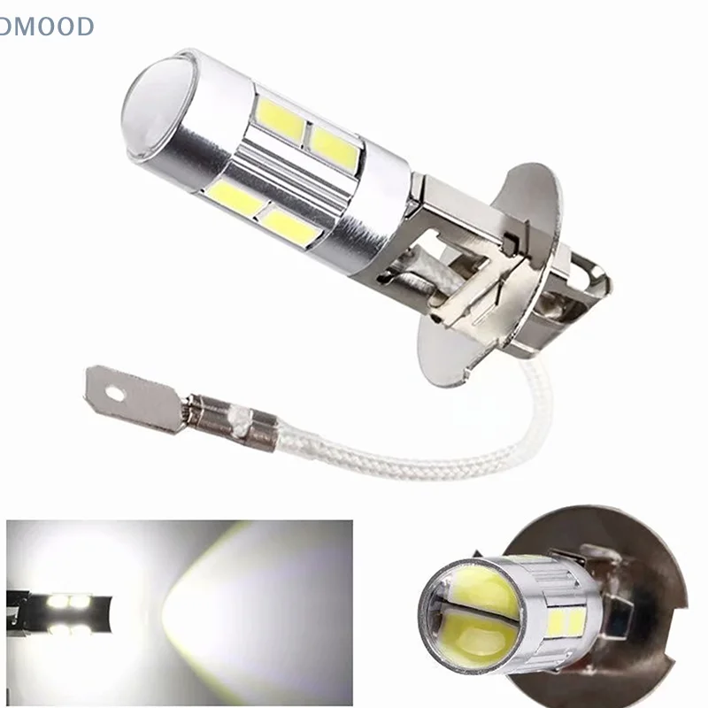 2PCS H1 H3 LED Car Bulbs 6000K White LED High Power 10-SMD 5630 Car Decoding Fog Light Driving DRL Auto Lamp