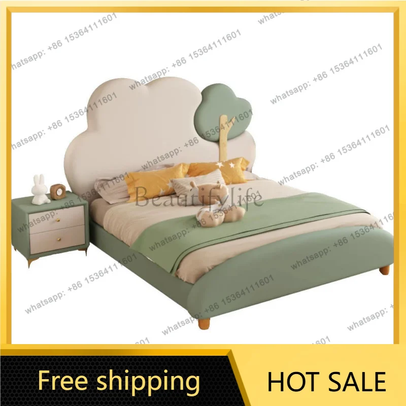 Factory Direct Sales Bedroom Cloud 1.2 Solid Wood Modern Simple Soft Leather Bed