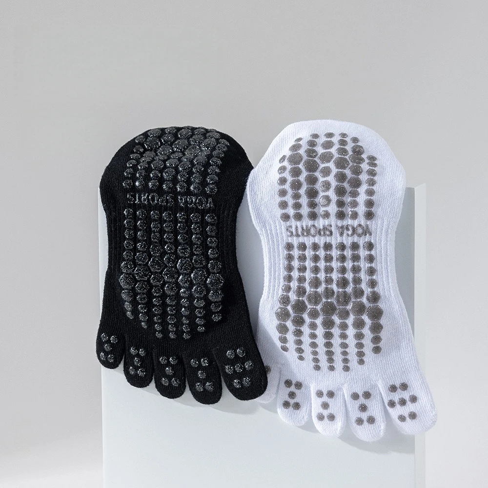 Women's Short Mouth Silicone Non-Slip Home Five-Toe Socks Professional Fashion Solid Color Sports Yoga Socks Casual Cotton Socks