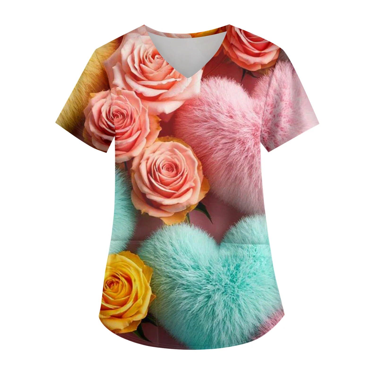 

Женская футболка Caregiver с V-образным вырезом, футболки для женщин с принтом, топ для медсестер, наряды на День святого Валентина