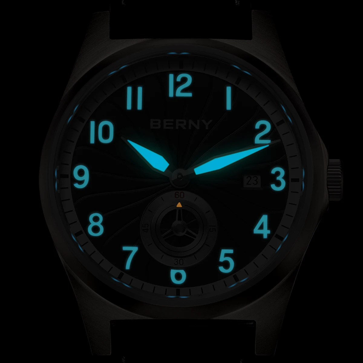 BERNY Heren Titanium Automatisch Horloge Super Lichtgevend 10ATM Waterdicht Saffier Versterken Fluorrubber Outdoor Heren Polshorloge