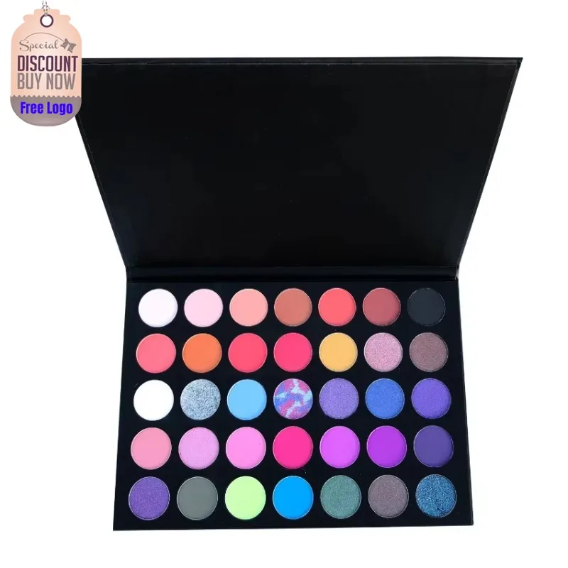 Private Label 35colors Glitter Blue Eyeshadow Palette Matte Pigment Nude Long Lasting Easy To Apply Eye Shadow Makeup Bulk