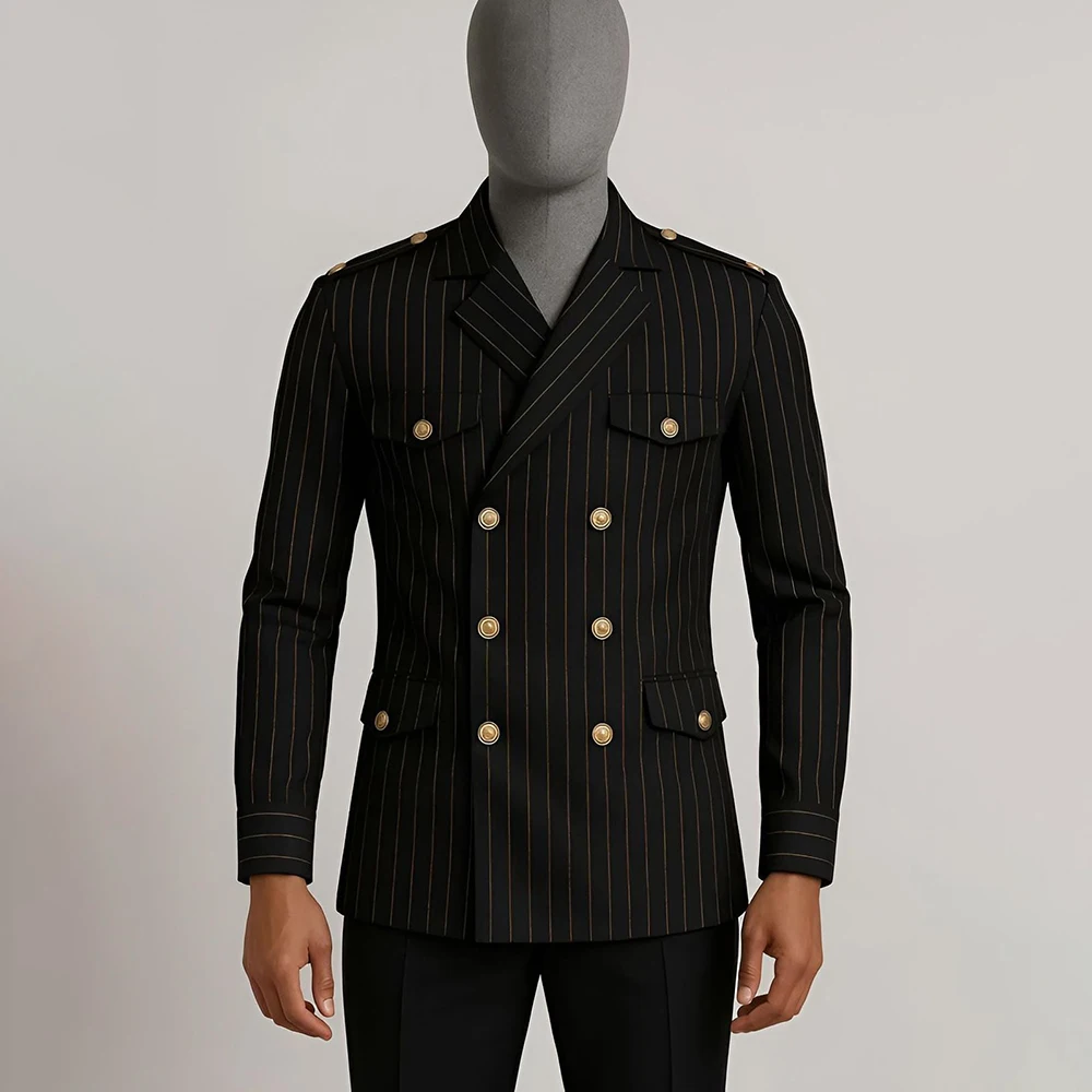 

Double Breasted Men's Suits Elegant Stripe Notch Lapel Skinny Blazer Smart Casual 2 Piece Jacket Pants Costume Homme 2026