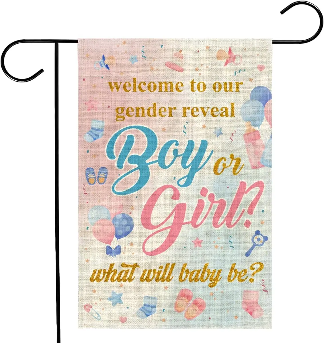 Gender Reveal Garden Flag 12x18 Inches - Boy or Girl Flags Double Sided for Outside Yard Baby Announcement House Outdoor Law ZZM