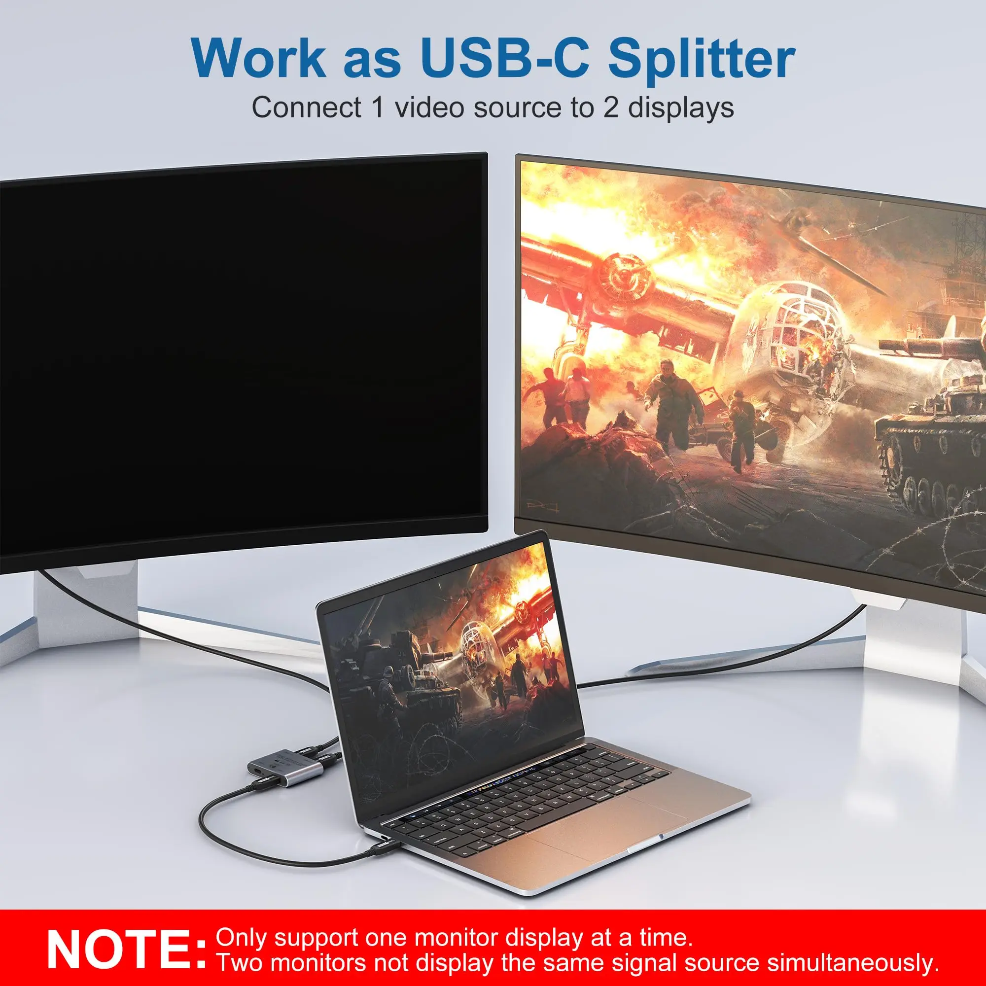 8K USB C Switch Splitter for 2 Computers Bi-Directional Type C KVM Switch 1 in 2 Out/2 in 1 Out for 8K@60Hz/4K@144Hz 100W Charge