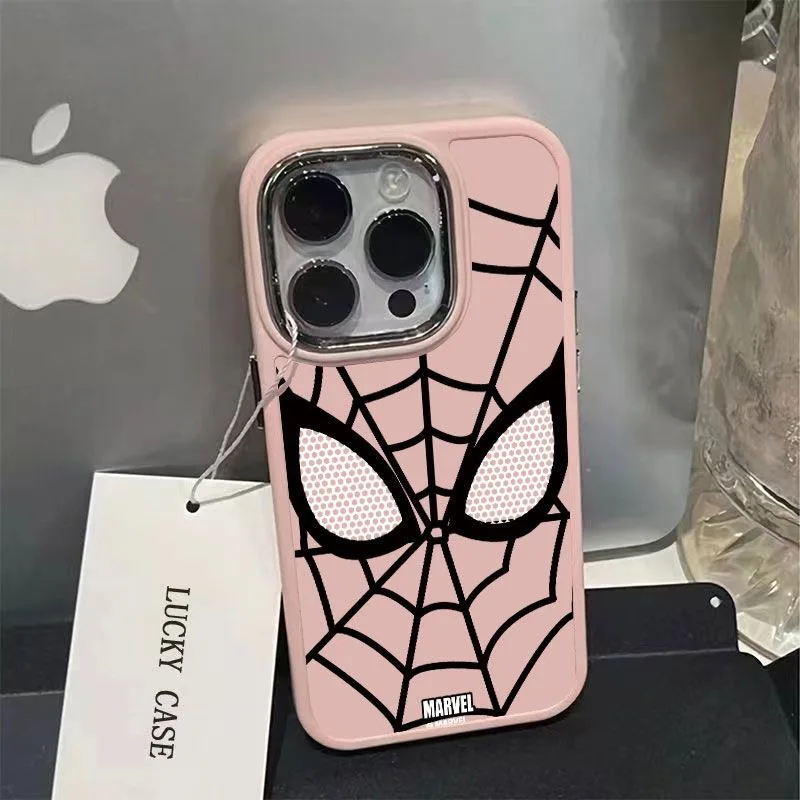 HOT Marvel Spider Man Black White Cool Phone Case For iPhone 15 14 13 12 11 Pro Max XR XS 7 8 Plus Y2K Pink Girl Cute Cover