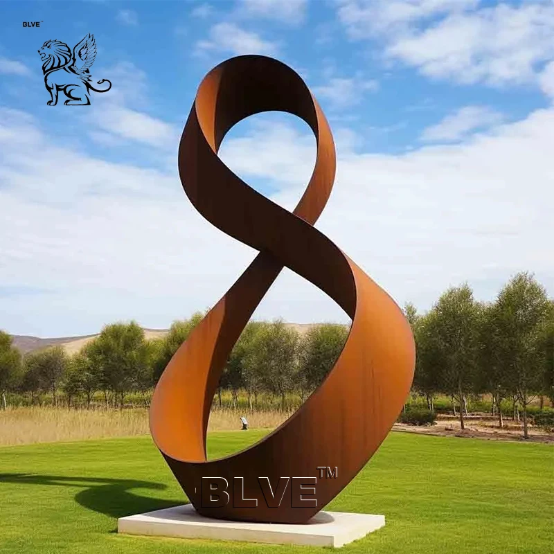 

BLVE изготовленное на заказ наружное украшение, большая абстрактная металлическая художественная пейзажная скульптура цвета ржавчины, коorten, стальная скульптура