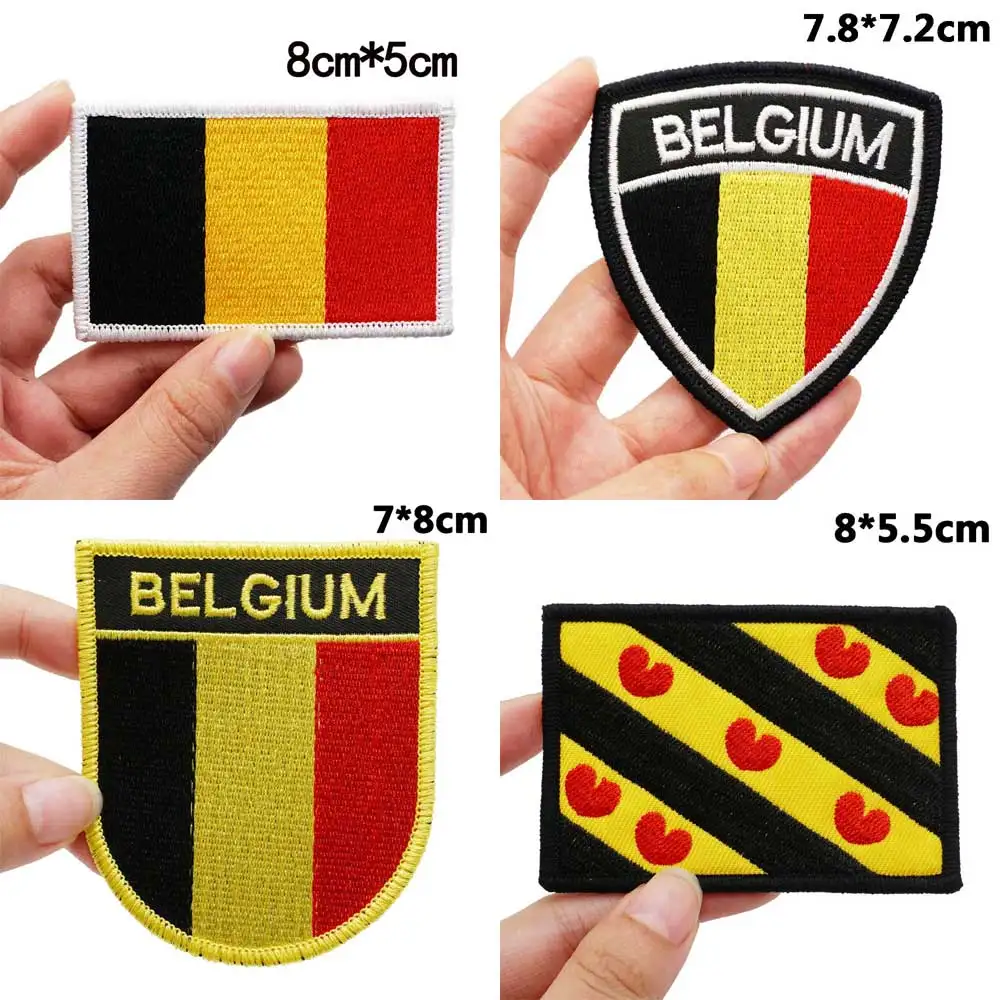 Flag of Belgium Tactical Embroidery Patches with Hook and Loop Backing for Backpacks Clothing military Accessories