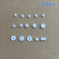 15 Kinds Plastic Gear Set 0.5M Modulus 1mm/1.5mm/2mm Shaft Axis 7T 8/9/10/12/14/16/18 Teeth Pinion Gear 6mm Worm Gear DIY Toy