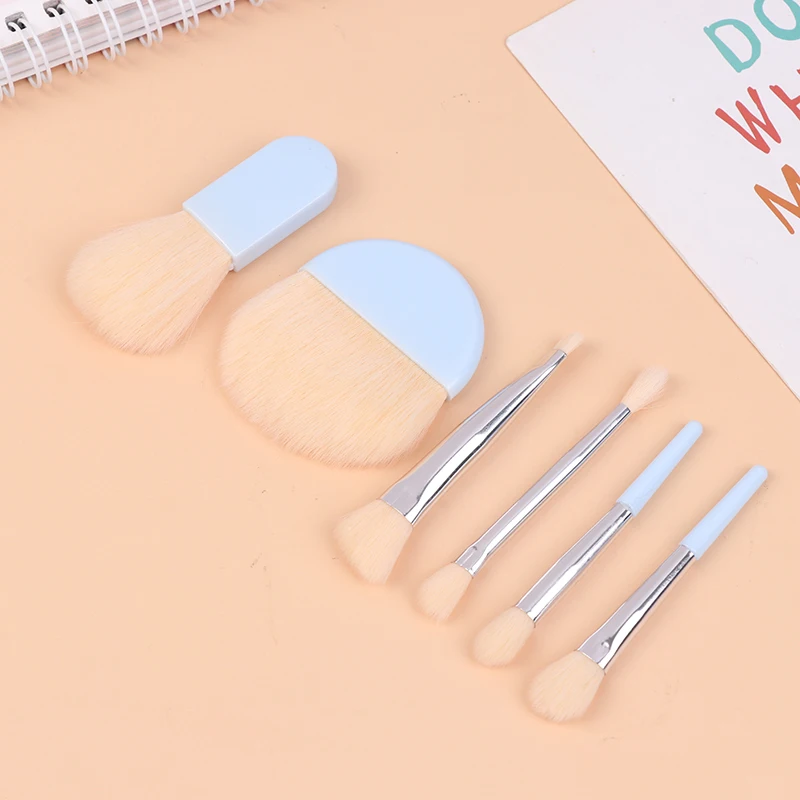 مجموعة فرش مكياج صغيرة للسفر مكونة من 6 قطع، فرشاة خافي عيوب البشرة الناعمة، أداة ظلال العيون، فرشاة الرموش، أدوات التجميل مع صندوق