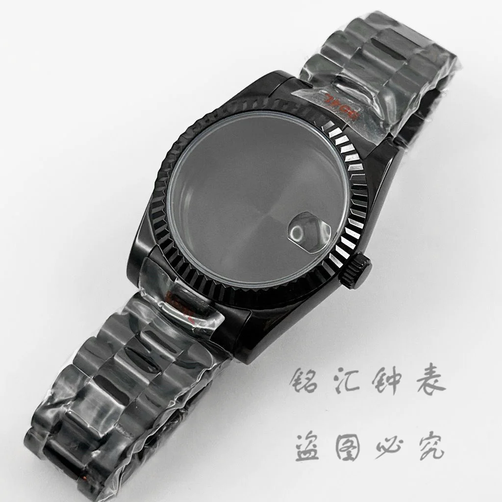 

PVD Black 36MM/40MM Sapphire Crystal Fluted Curved Watch Case Black Presidential Bracelet Fit NH34 NH35 NH36 ETA2824 Movement