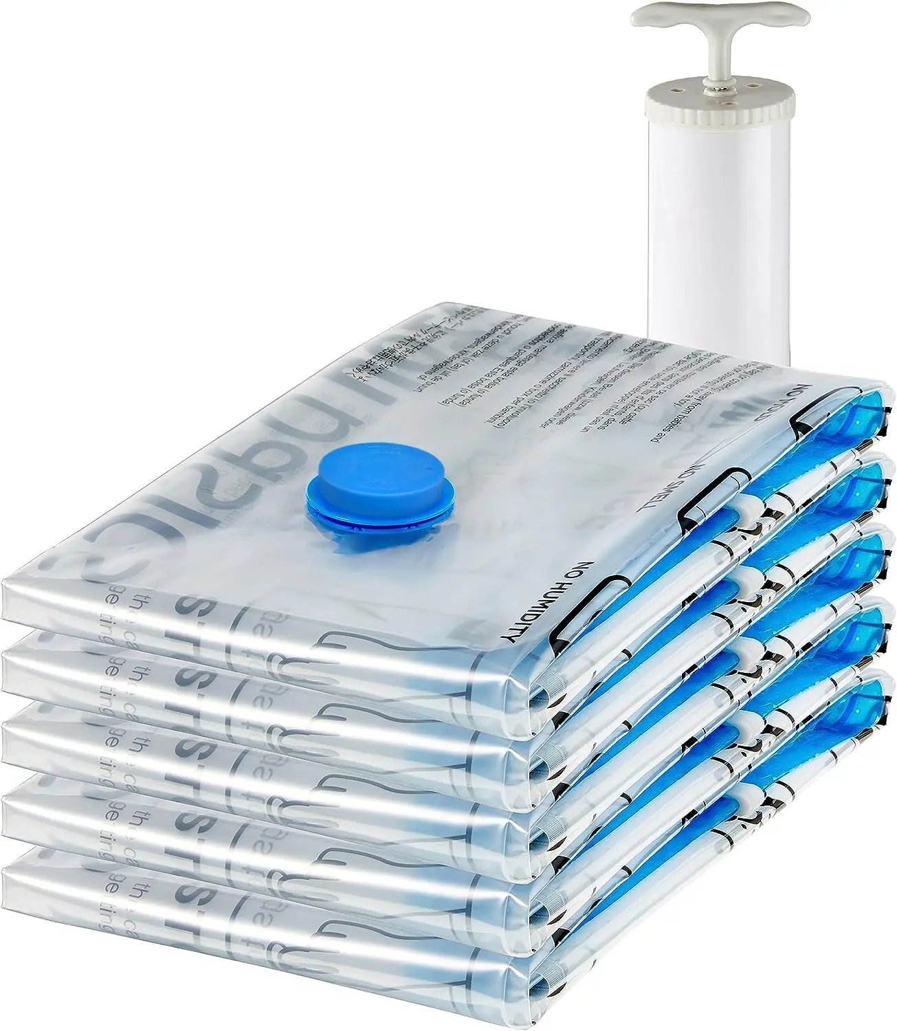 

Большие вакуумные компрессионные пакеты для хранения с ручным насосом, набор из 5 штук, прозрачные, для экономии места