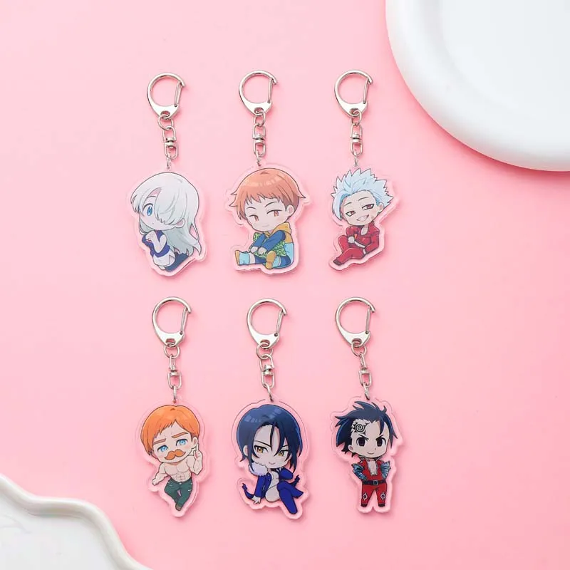 Anime The Seven Deadly Sins Acrylic keychain accessaries Cartoon funny Bag Pendant Gift cute charm Keyring Friends Fans Gifts