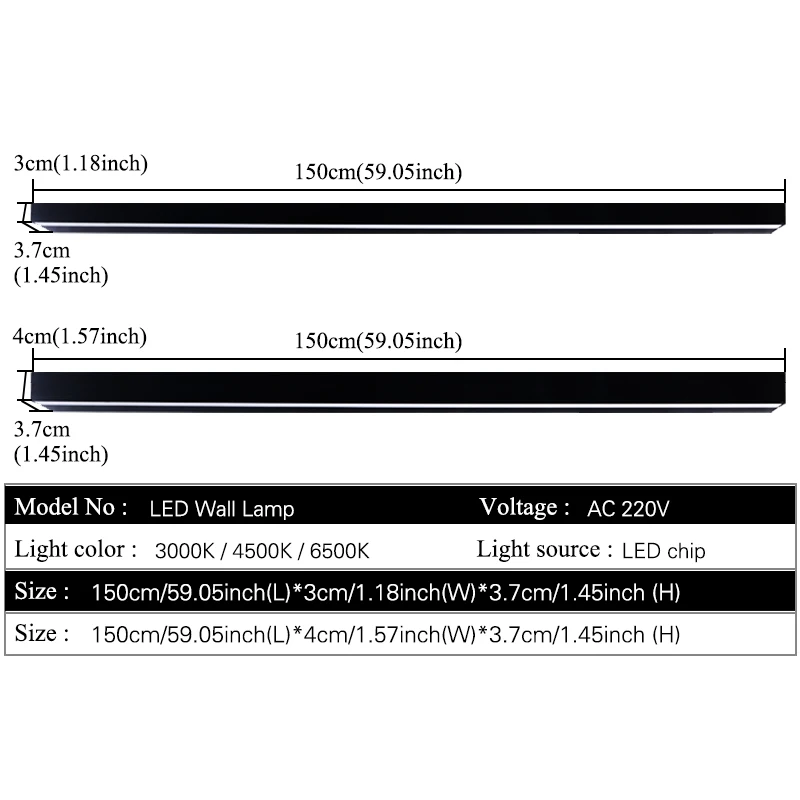 Imagem -06 - Lâmpada de Parede Exterior Led Long Strip Lâmpada Minimalista Preta Impermeável Iluminação Moderna da Varanda do Jardim Varanda Lâmpada Externa 120cm 220v