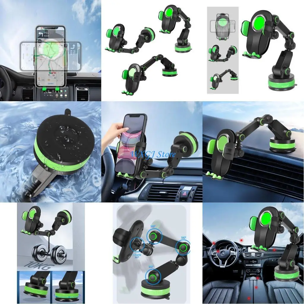 

37JE Portable Car Phone Holder Air Socket Mount Clip Clamp Adjustable Mobile Stand Bracket GPS Stretch Support 360° Rotation