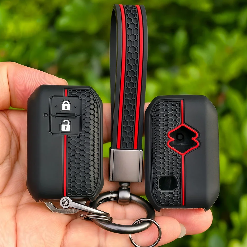 Silicone Car Key Case Cover For Suzuki Swift Wagon R Jimny Sierra Spacia Ertiga 2 Buttons Auto Key Fob Shell Protect Accessories