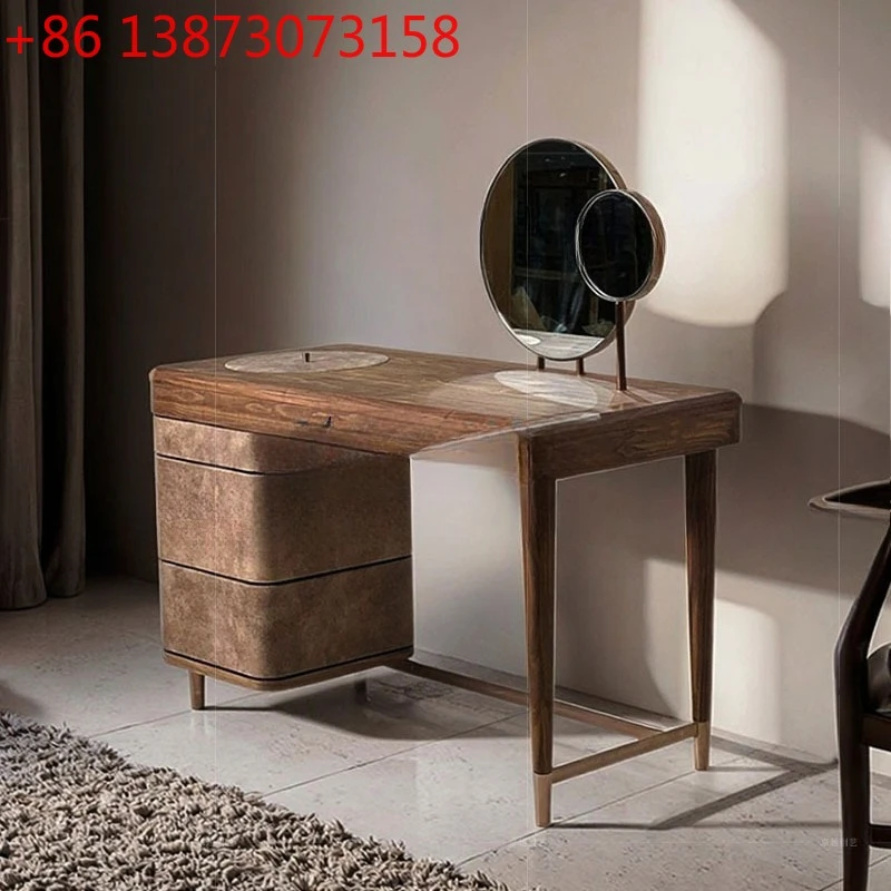 FG dresser light luxury master bedroom solid wood paint mirror makeup table high-end rotating drawer makeup table